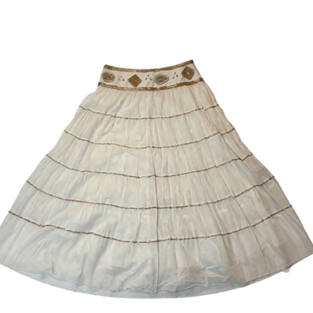 SOLD Bianca Nygard Beautiful Cream Maxi Skirt with Beads Size 8 - Picture 3 of 13